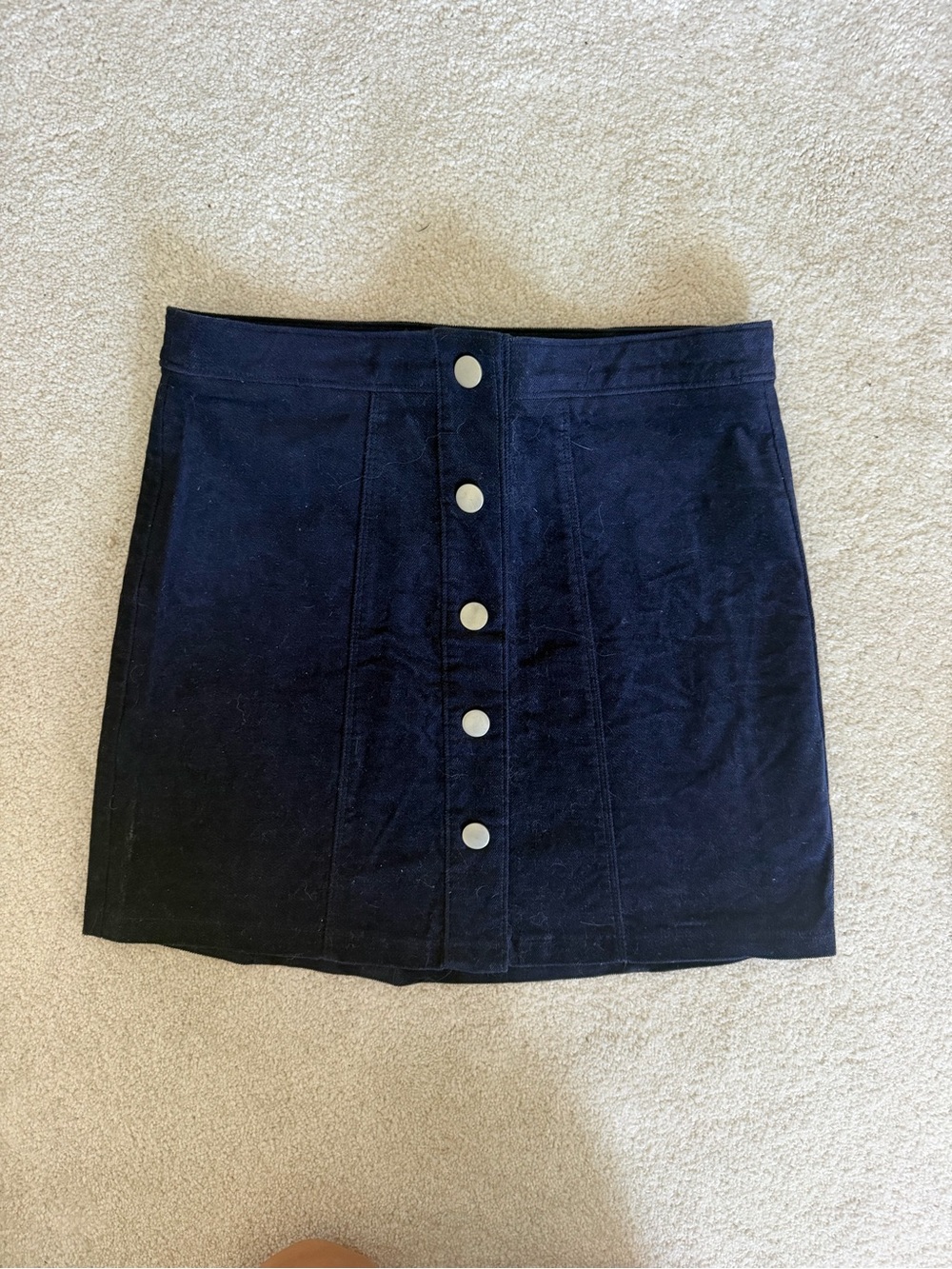 Alter’d State Button-Front Navy Blue Corduroy Mini Skirt